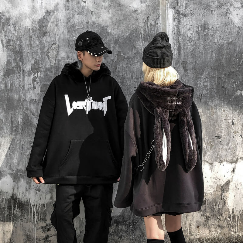 Rabbit Ears Hoodie Oversized streetwear Hoodies