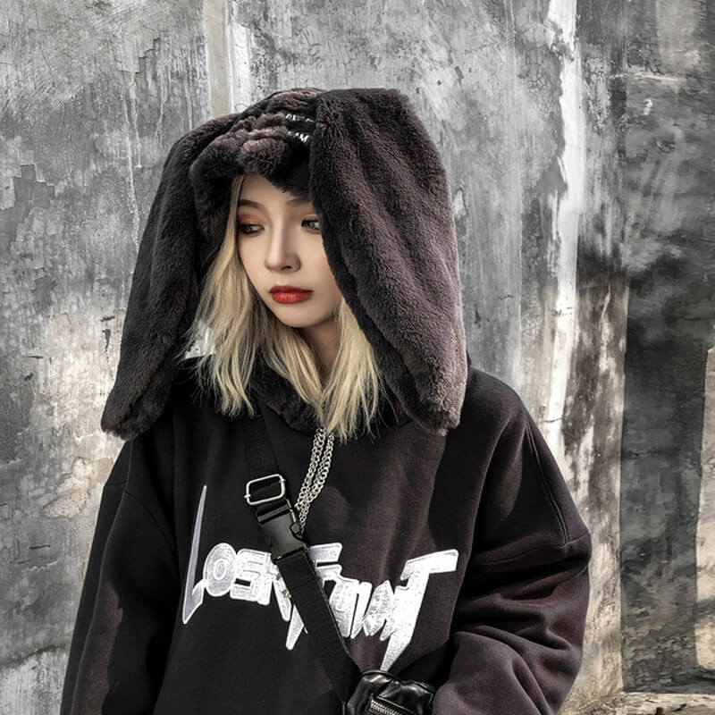 Rabbit Ears Hoodie Oversized streetwear Hoodies