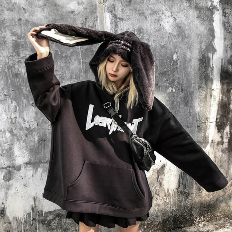 Rabbit Ears Hoodie Oversized streetwear Hoodies