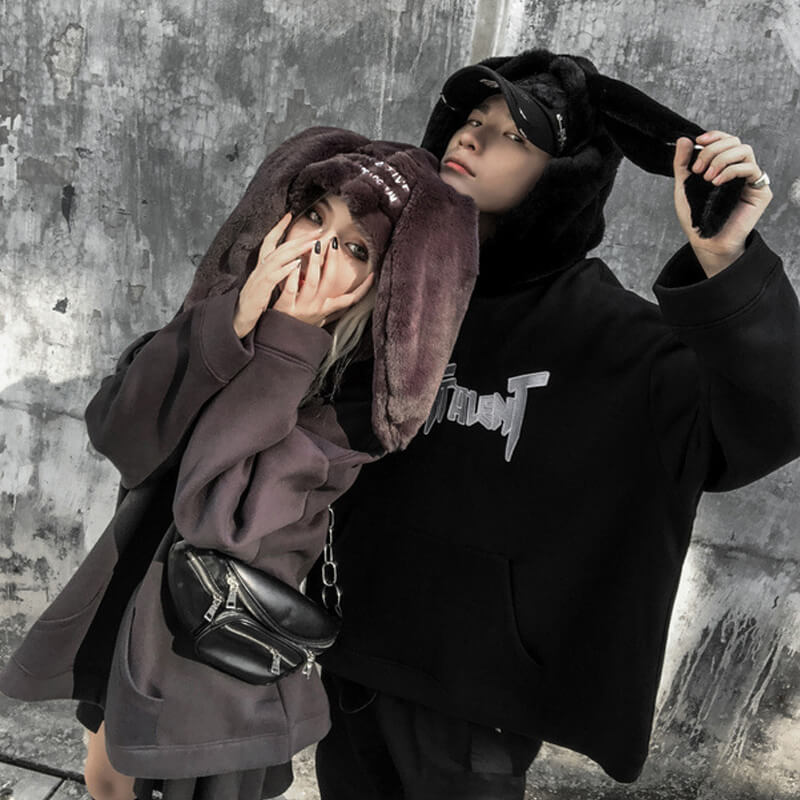 Rabbit Ears Hoodie Oversized streetwear Hoodies