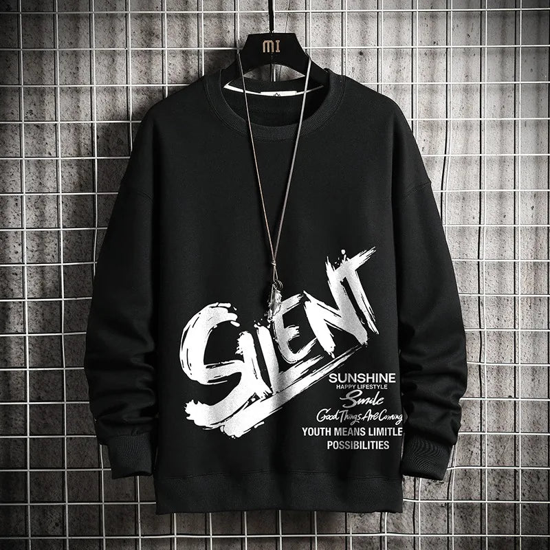 Slient Sweatshirts black Japanese streetwear