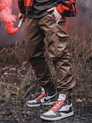 INFINIT Drex cargo pants streetwear multi pockets casual joggers for men 2022 Pants Brown / L Infinit Store Infinit Store Infinit Sneakers