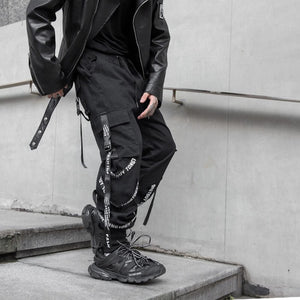 Black Cargo Pants For Men - Kuroi Joggers Japanese Streetwear Joggers - INFINIT STORE