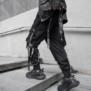 Black Cargo Pants For Men - Kuroi Joggers Japanese Streetwear Joggers - INFINIT STORE