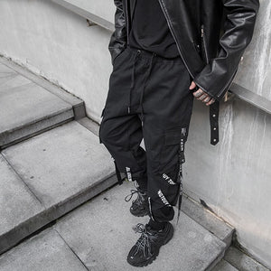 Black Cargo Pants For Men - Kuroi Joggers Japanese Streetwear Joggers - INFINIT STORE