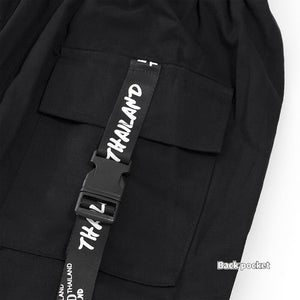 Black Cargo Pants For Men - Kuroi Joggers Japanese Streetwear Joggers - INFINIT STORE