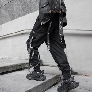 Black Cargo Pants For Men - Kuroi Joggers Japanese Streetwear Joggers - INFINIT STORE
