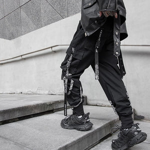 Black Cargo Pants For Men - Kuroi Joggers Japanese Streetwear Joggers - INFINIT STORE