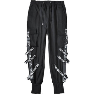 Black Cargo Pants For Men - Kuroi Joggers Japanese Streetwear Joggers - INFINIT STORE