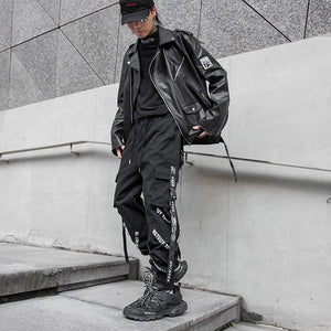 Black Cargo Pants For Men - Kuroi Joggers Japanese Streetwear Joggers - INFINIT STORE