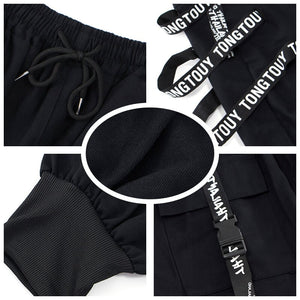 Black Cargo Pants For Men - Kuroi Joggers Japanese Streetwear Joggers - INFINIT STORE