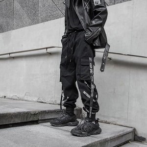 Black Cargo Pants For Men - Kuroi Joggers Japanese Streetwear Joggers - INFINIT STORE