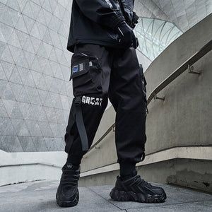 Black Cargo Pants 'The Great' Japanese black Techwear pants - INFINIT STORE