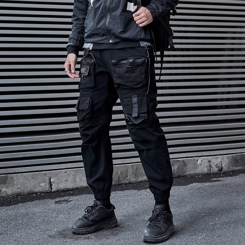 Black Cargo Pants tactical Japanese black Techwear cotton pants