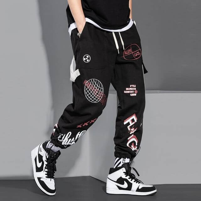 Chronos sweatpants black Japanese Graphic Streetwear pants - INFINIT STORE