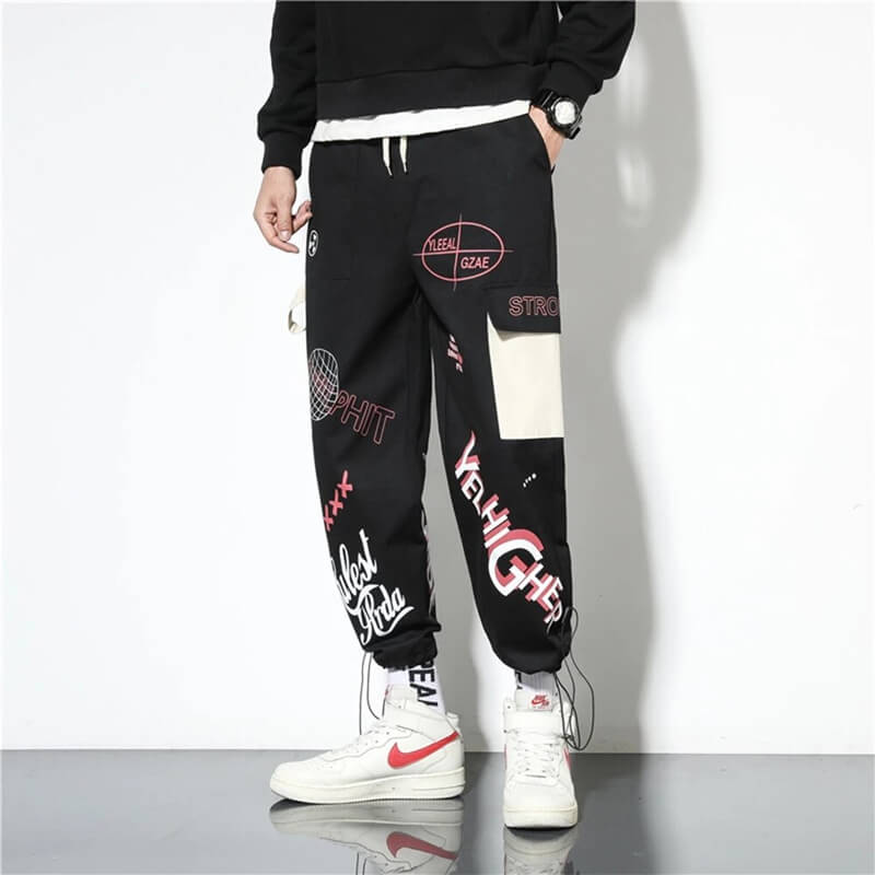 Chronos sweatpants black Japanese Graphic Streetwear pants - INFINIT STORE