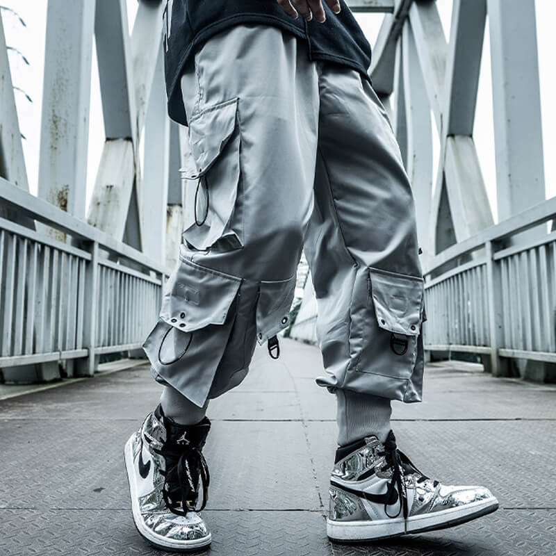INFINIT Frizz Black Cargo Pants for Mens, Hip hop pants pocket oversize Pants Gray / M Infinit Store Infinit Store Infinit Sneakers