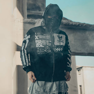 Mens Black Hoodies Proximity Allert Hoodie Black Japanese Techwear Hoodies Coats & Jackets Infinit Store Infinit Store Infinit Sneakers