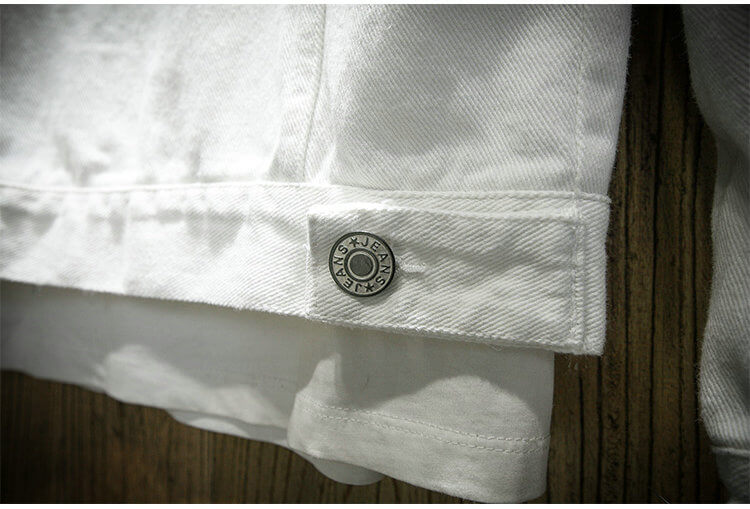 Ripped White denim jacket slim fit cotton denim jackets Coats & Jackets Infinit Store Infinit Store Infinit Sneakers