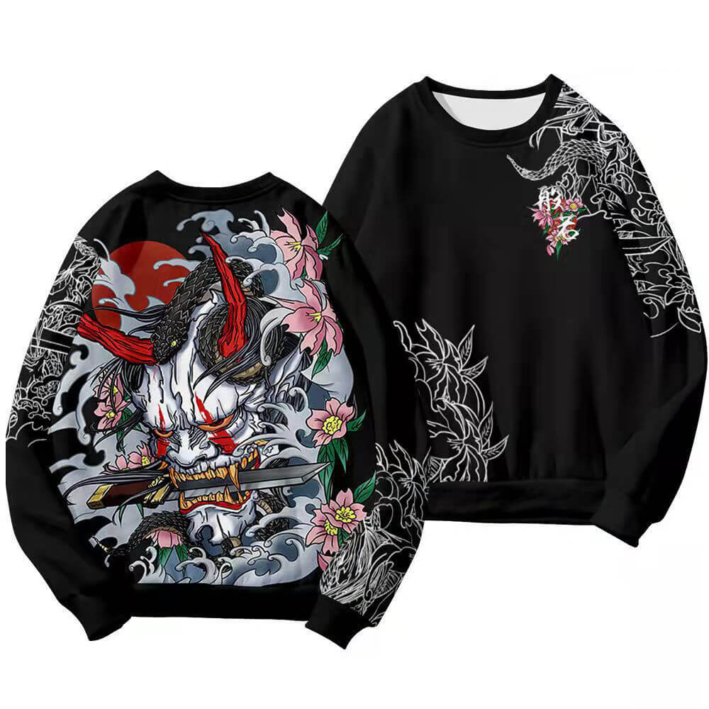 Japanese Oni Demon Hoodie women with knife Coats & Jackets Infinit Store Infinit Store Infinit Sneakers