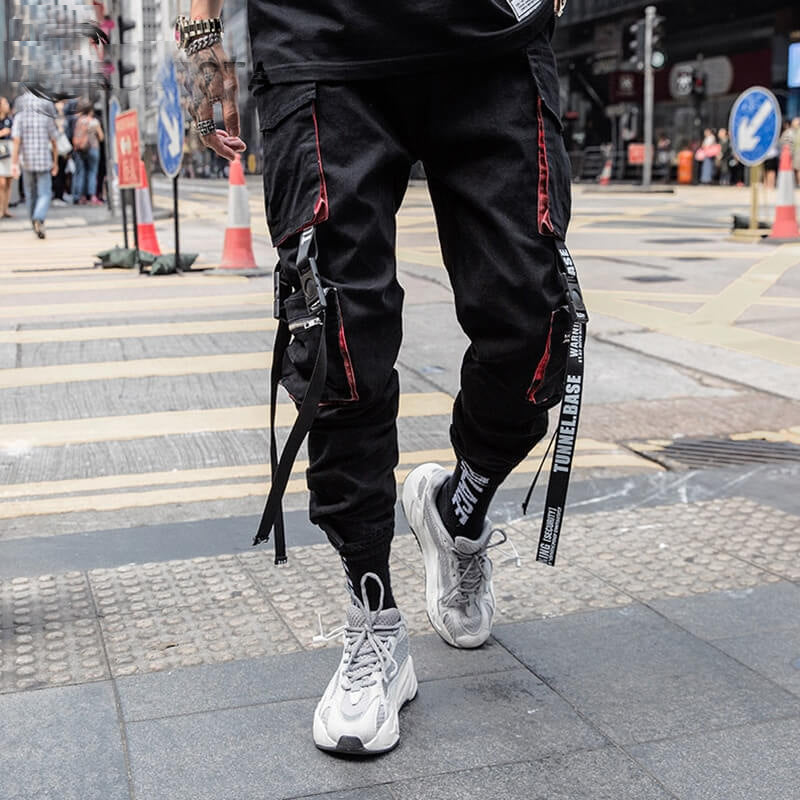 2021 Fashion Reflective Streetwear Pants Mens Multi Pocket Cargo