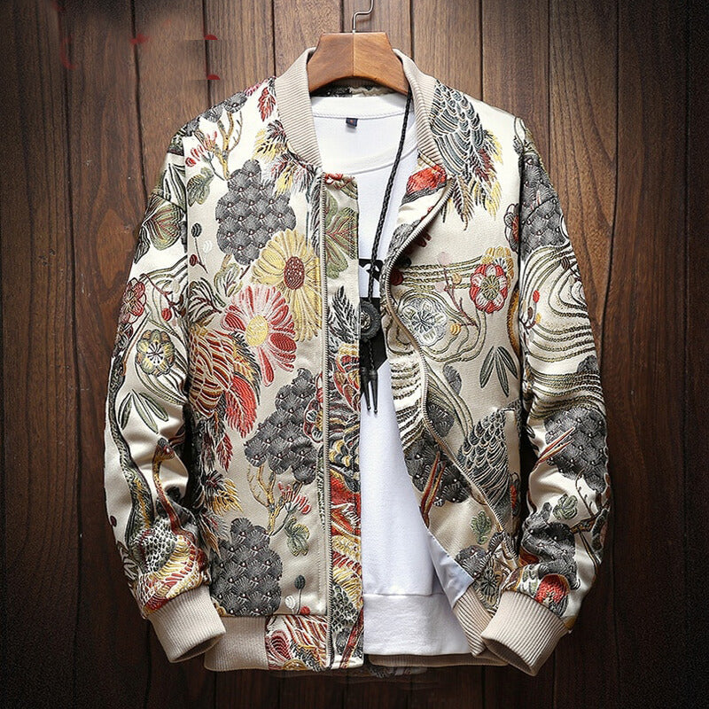 Jackets & Coats, Flower Embroidered Varsity Jacket