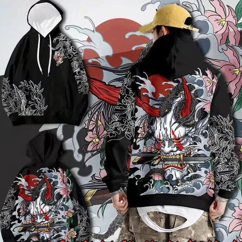 Japanese Oni Demon Hoodie women with knife Coats & Jackets Hooded / S Infinit Store Infinit Store Infinit Sneakers