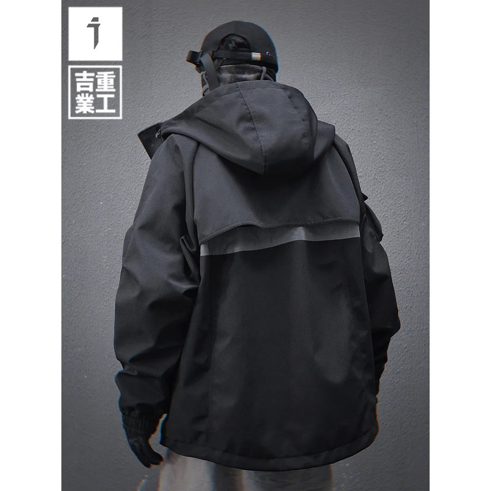 i black Techwear Jackets Windbreaker for Men’s 