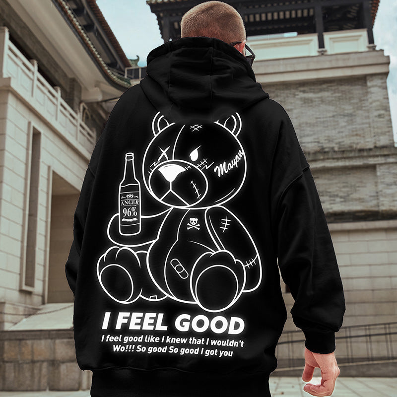 I feel good hoodie, angry bear hoodie, black hoodie japanese streetwear hoodie Coats & Jackets Infinit Store Infinit Store Infinit Sneakers