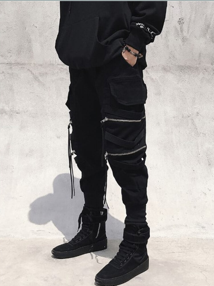 Men Korean Fashion Tapered Cargo Trousers Oversize Pockets Casual  Sweatpants New | eBay