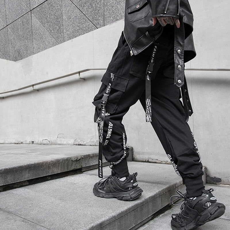 Black Cargo Pants For Men - Kuroi Joggers Japanese Streetwear Joggers –  INFINIT STORE