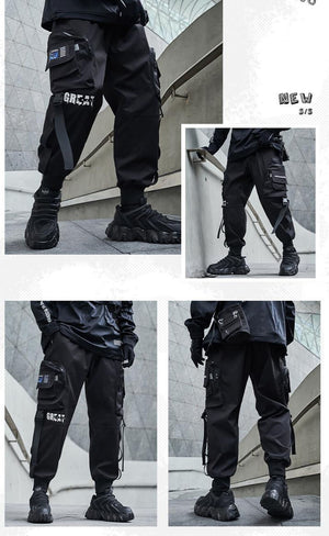 Black Cargo Pants 'The Great' Japanese black Techwear pants - INFINIT STORE