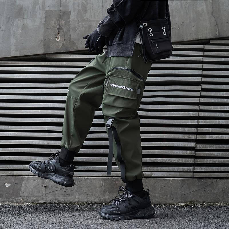 Black Cargo Pants 'The Great' Japanese black Techwear pants