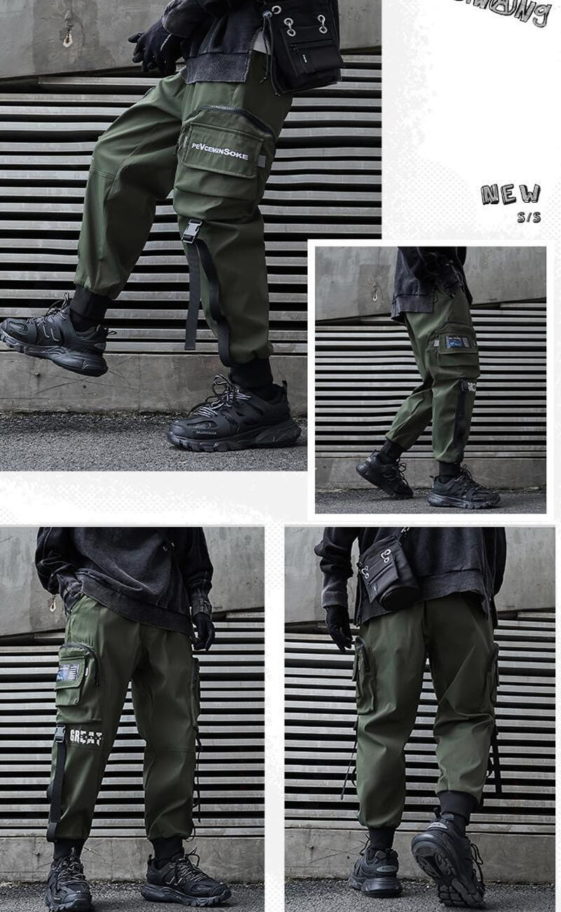 Black Cargo Pants With Straps – Techwear UK
