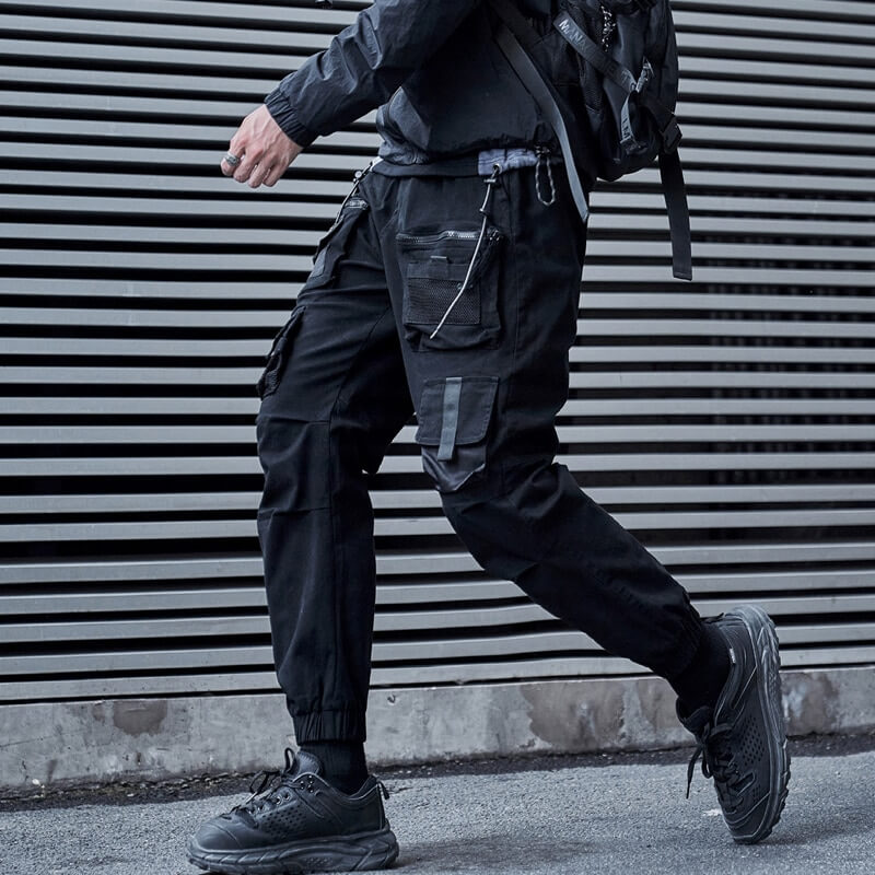 Black Cargo Pants tactical Japanese black Techwear cotton pants - INFINIT STORE