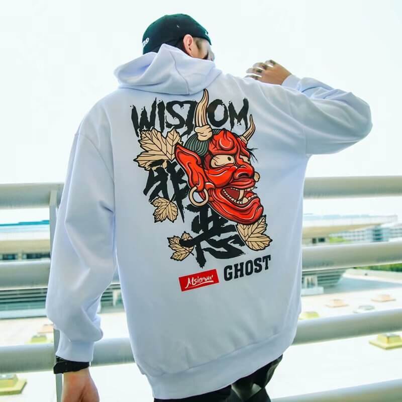 Demon Hoodie Japanese Oni hoodie Coats & Jackets White / M Infinit Store Infinit Store Infinit Sneakers
