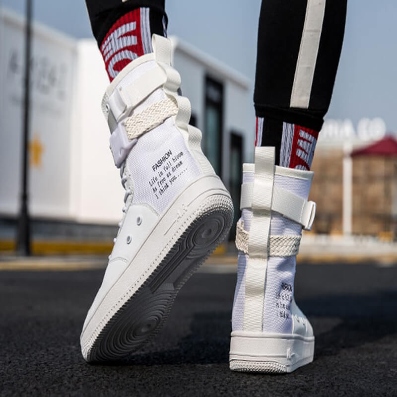 White high top air force ones on clearance feet