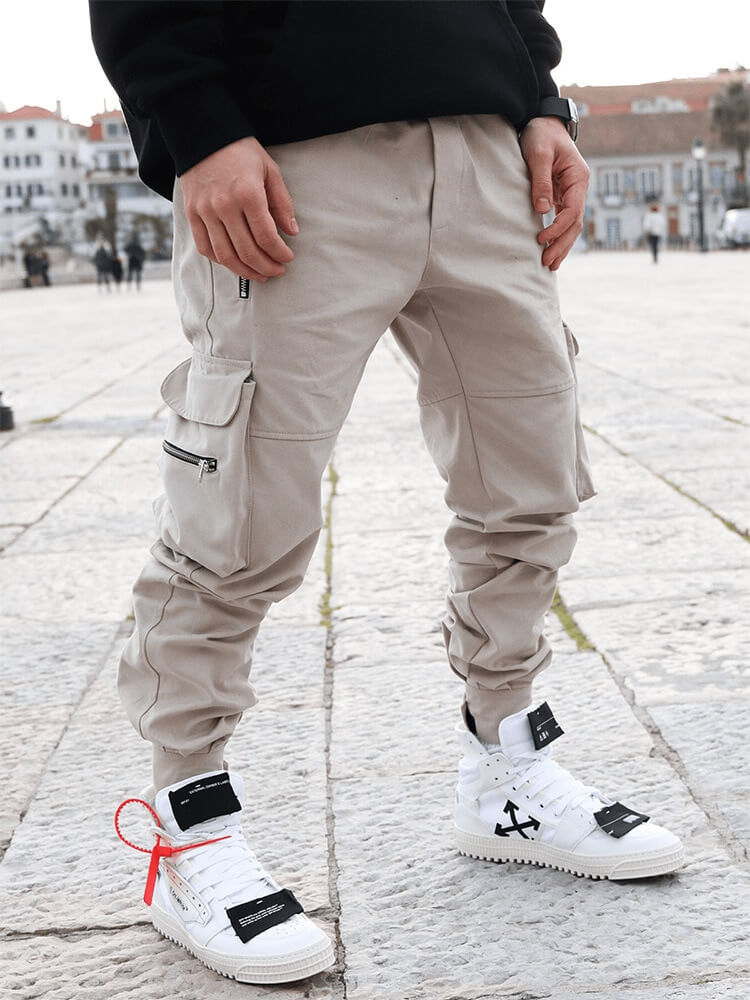 INFINIT Drex cargo pants streetwear multi pockets casual joggers for men 2022 Pants Beige / XXXL Infinit Store Infinit Store Infinit Sneakers