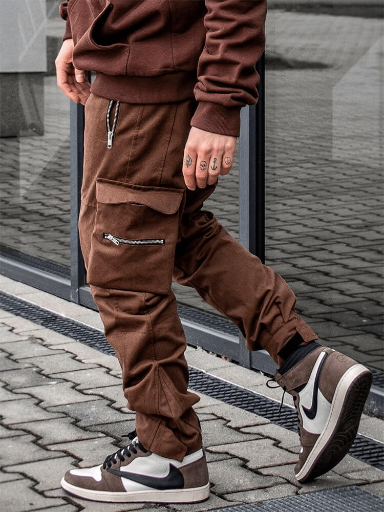 INFINIT Drex cargo pants streetwear multi pockets casual joggers for men 2022 Pants Brown / XL Infinit Store Infinit Store Infinit Sneakers