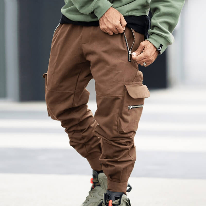 INFINIT Drex cargo pants streetwear multi pockets casual joggers for men 2022 Pants Brown / M Infinit Store Infinit Store Infinit Sneakers