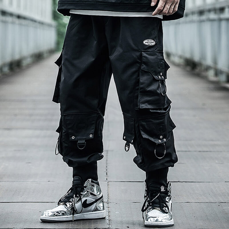 INFINIT Frizz Black Cargo Pants for Mens, Hip hop pants pocket oversize Pants Black / L Infinit Store Infinit Store Infinit Sneakers