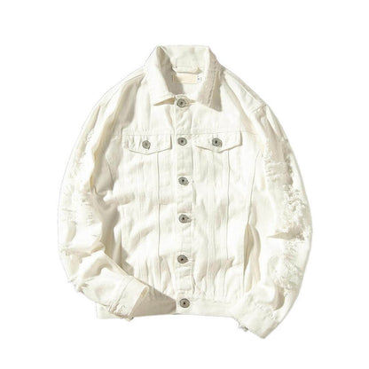 Ripped RED denim jacket slim fit cotton denim jackets Coats & Jackets Infinit Store Infinit Store Infinit Sneakers