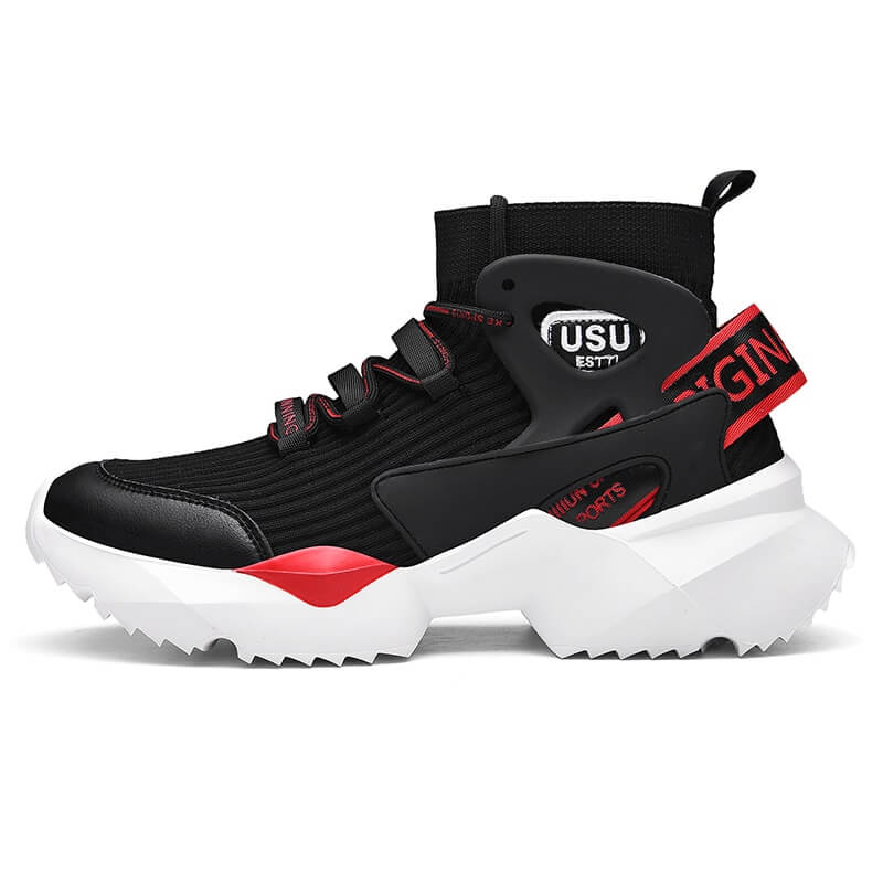 USU Shoes High Top Sneakers for men Shoes Black Red / US 11 / UK 10 / EU 45 ( 28 cm / 280 mm ) Infinit Store Infinit Store Infinit Sneakers