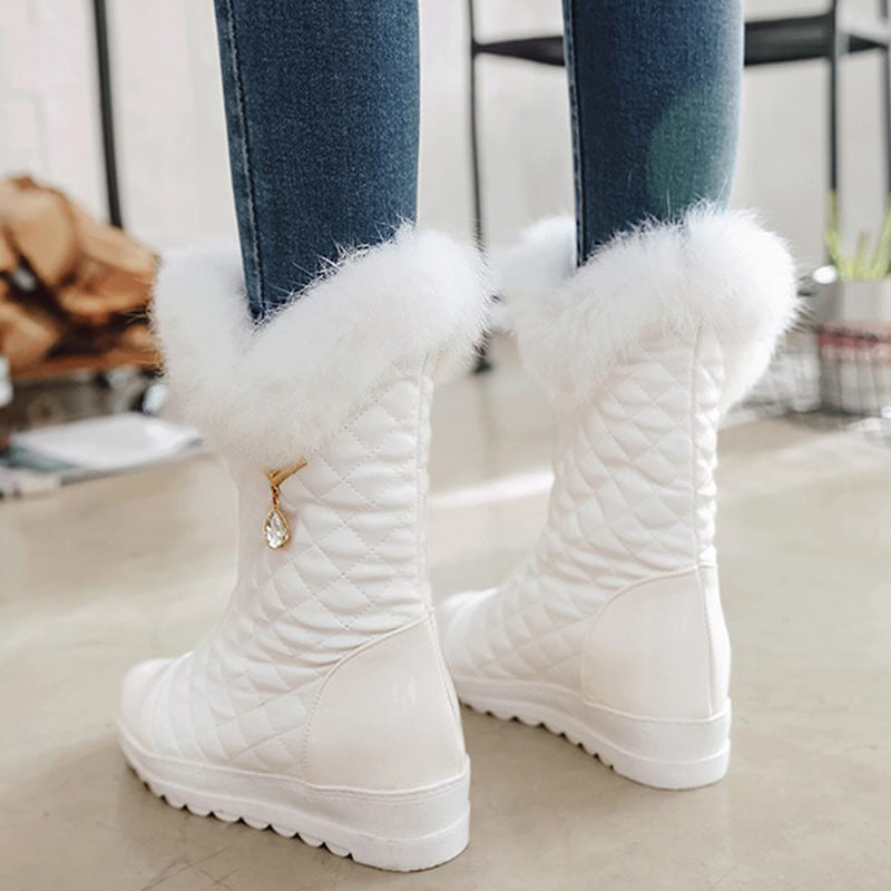 Tall white shop snow boots