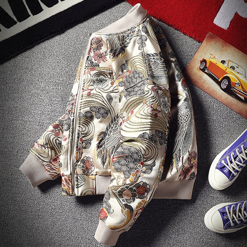 floral bomber jacket japanese embroidery streetwear varsity jackets –  INFINIT STORE