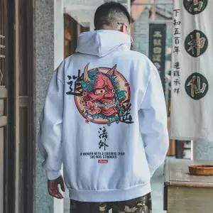 INFINIT Oni Japanese Demon Hoodie Coats & Jackets XXL / Akai Oni ( White ) Infinit Store Infinit Store Infinit Sneakers