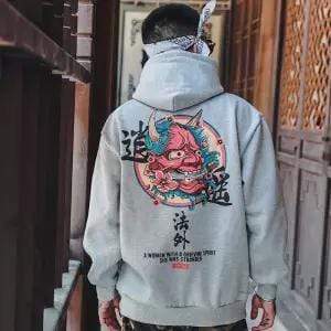 INFINIT Oni Japanese Demon Hoodie Coats & Jackets XXL / Akai Oni ( Gray ) Infinit Store Infinit Store Infinit Sneakers