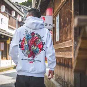 INFINIT Oni Japanese Demon Hoodie Coats & Jackets XXL / Akai Koi ( White ) Infinit Store Infinit Store Infinit Sneakers
